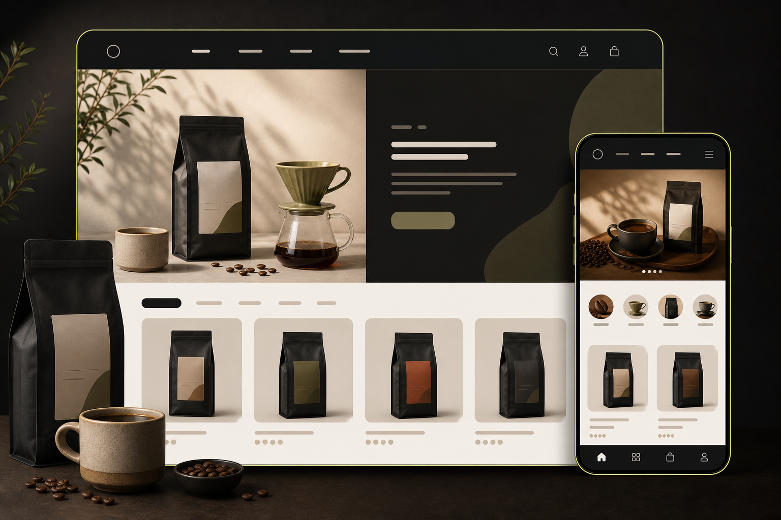 Touchy Coffee AI-generated e-commerce thumbnail