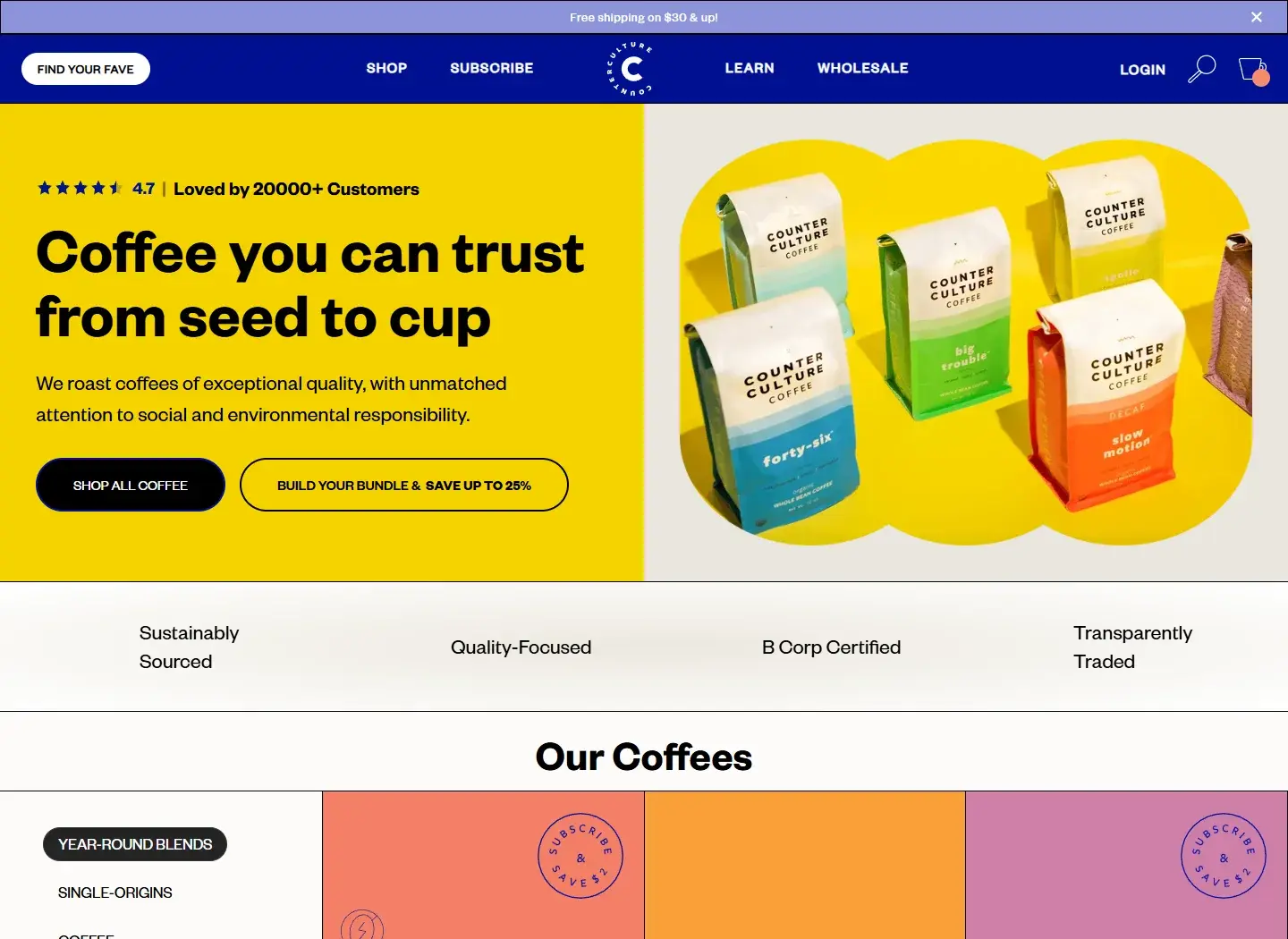 Counter Culture Coffee live website preview