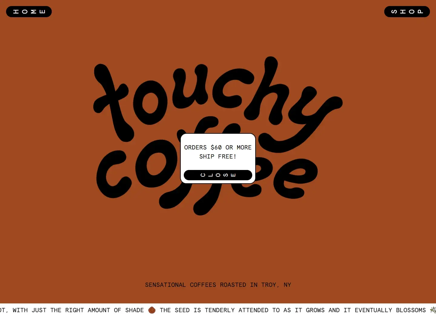 Touchy Coffee live website preview